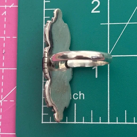 Phosphosiderite & Amethyst Southwestern Sterling Silver Ring - Picture 5 of 6